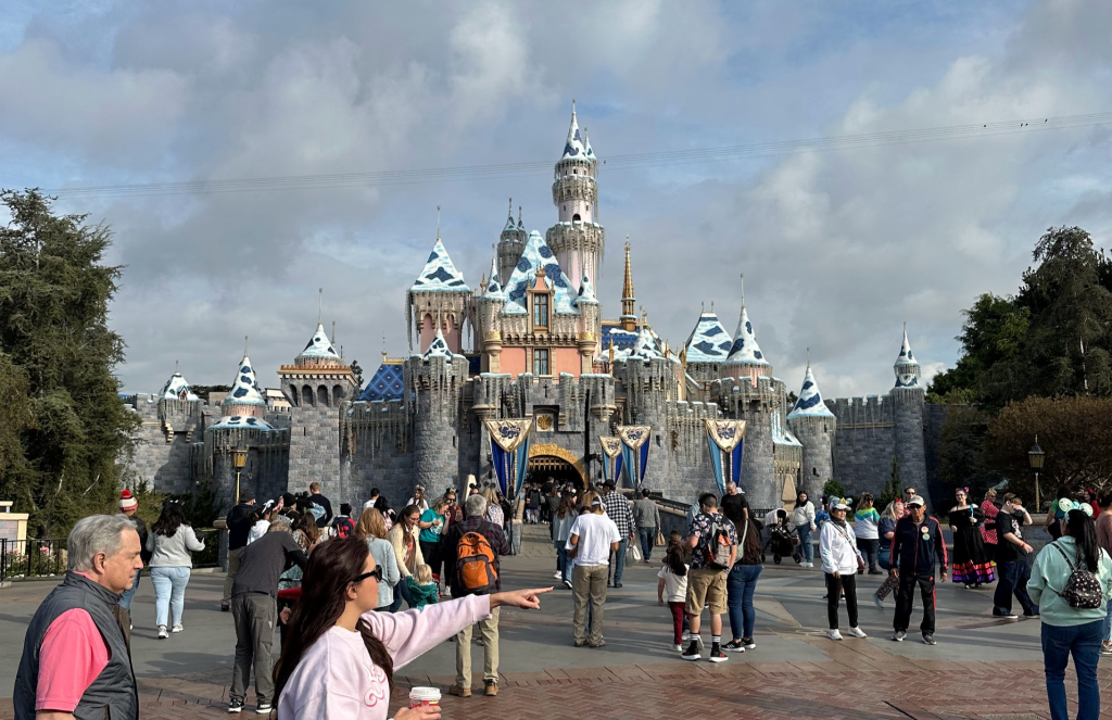 Sleeping Beauty Castle, Disneyland, Anaheim California. Somewhat cloudy sky, morning. Copyright Author K.WIlliams